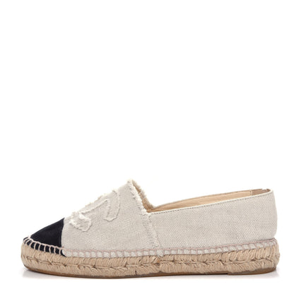 Chanel Linen CC Espadrilles 40 Beige Black 1 of 11