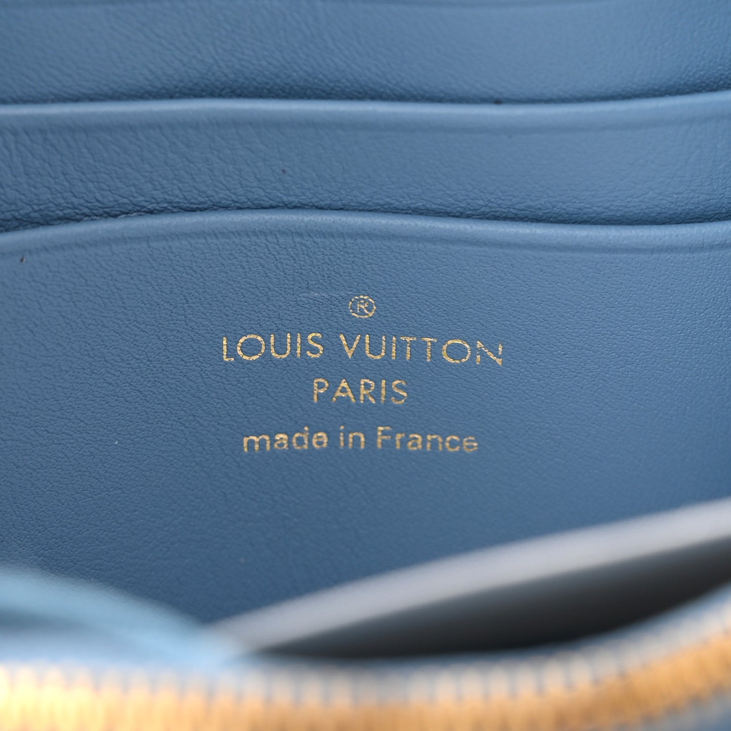 Embroidered Monogram Denim New Wave Chain Pochette Blue