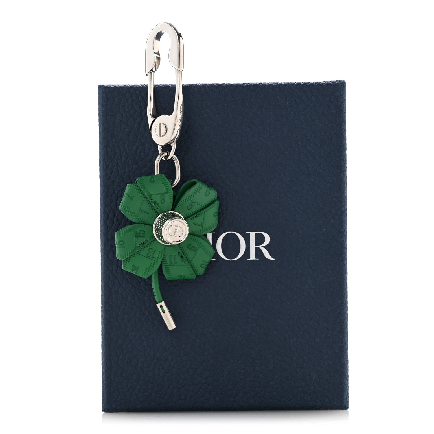 Christian Dior Smooth Calfskin Clover Charm Key Ring Bright Green 6 of 6