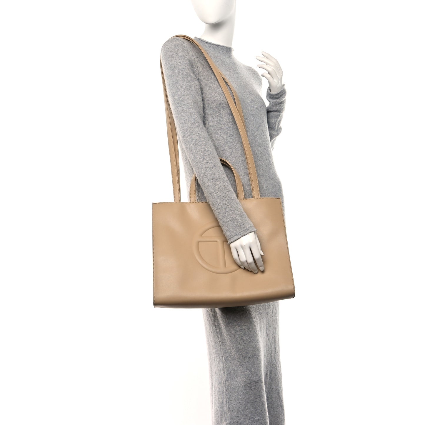Vegan Leather Medium Shopping Bag Cream