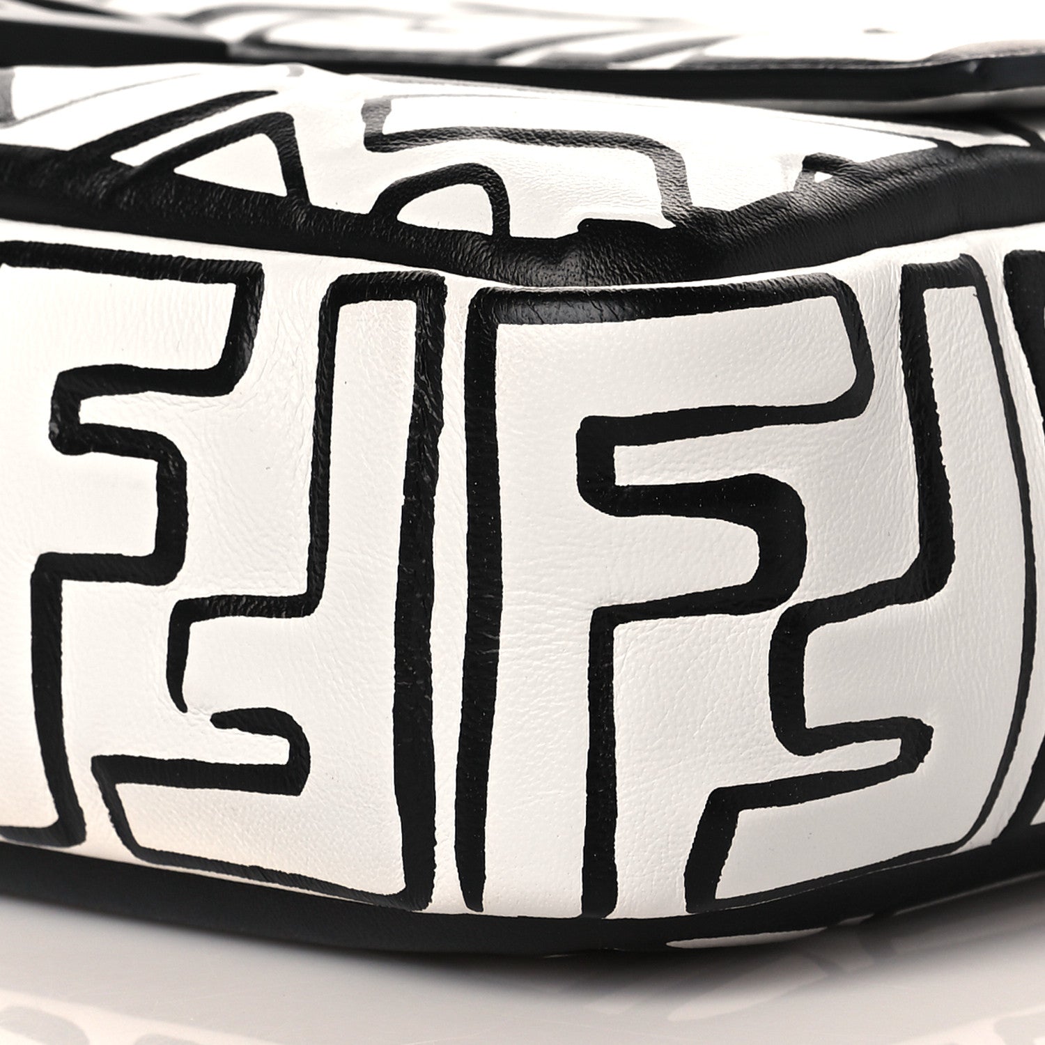 Fendi X JOSHUA VIDES Nappa FF Embossed Baguette White Black 9 of 9