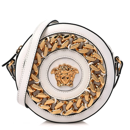 Versace Calfskin Mini La Medusa Chain Round Crossbody Bag White 1 of 8