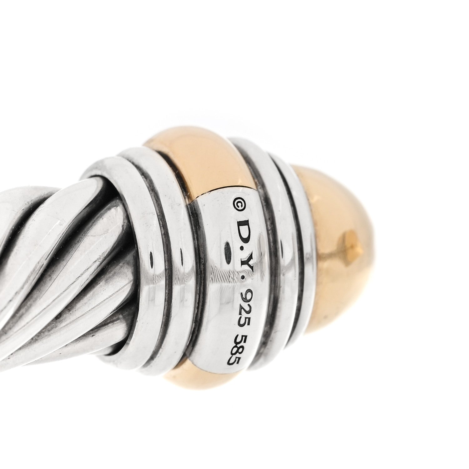 David Yurman Sterling Silver 14K Yellow Gold 10mm Cable Classics Hinged Bracelet 3 of 3