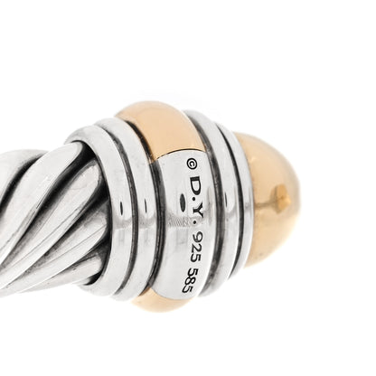 David Yurman Sterling Silver 14K Yellow Gold 10mm Cable Classics Hinged Bracelet 3 of 3