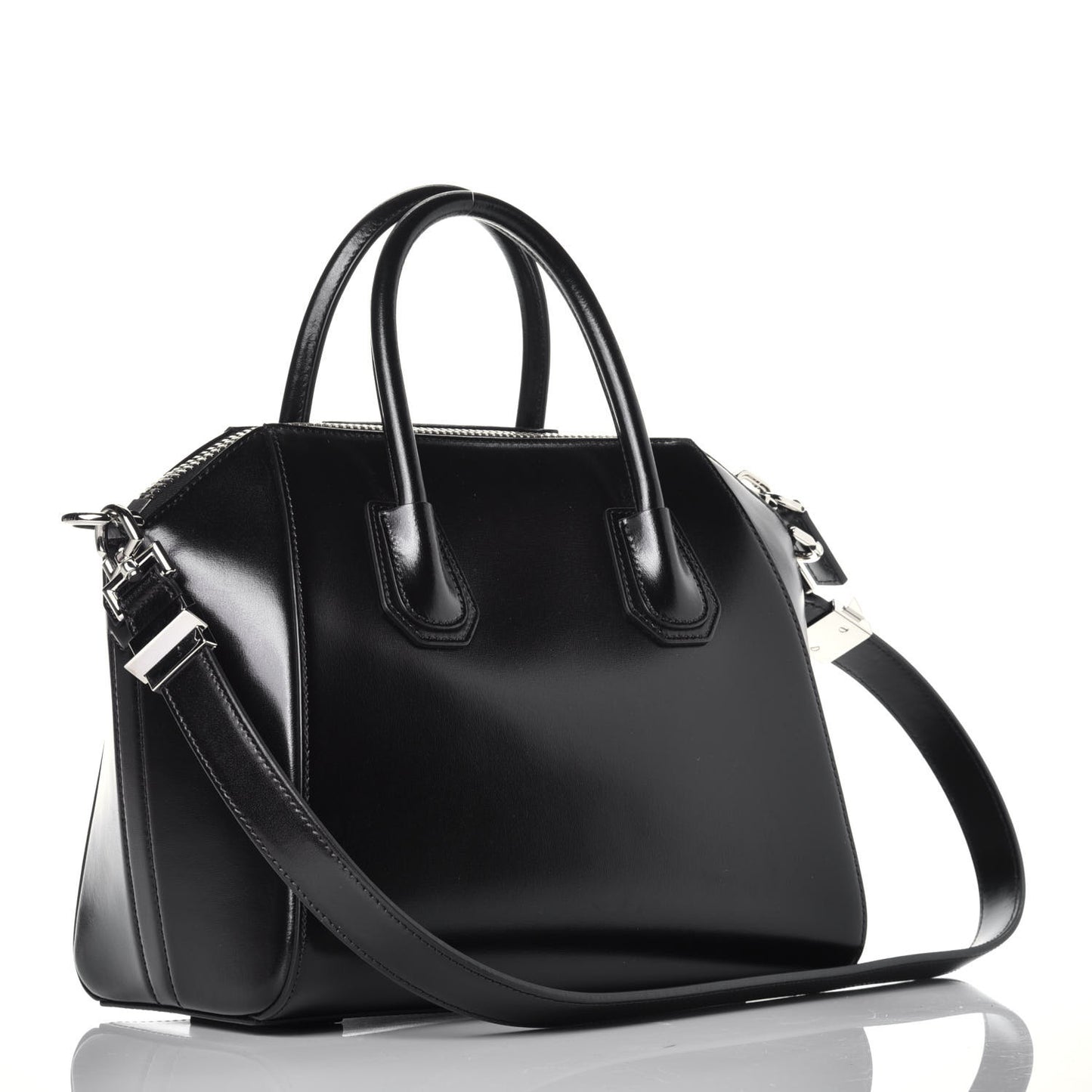Shiny Lord Calfskin Small Antigona Black
