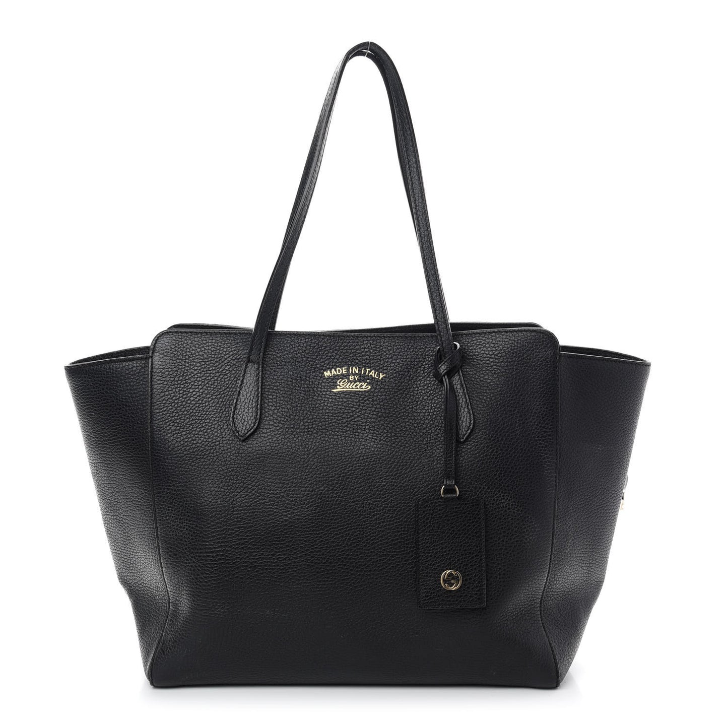 Pebbled Calfskin Medium Swing Tote Black
