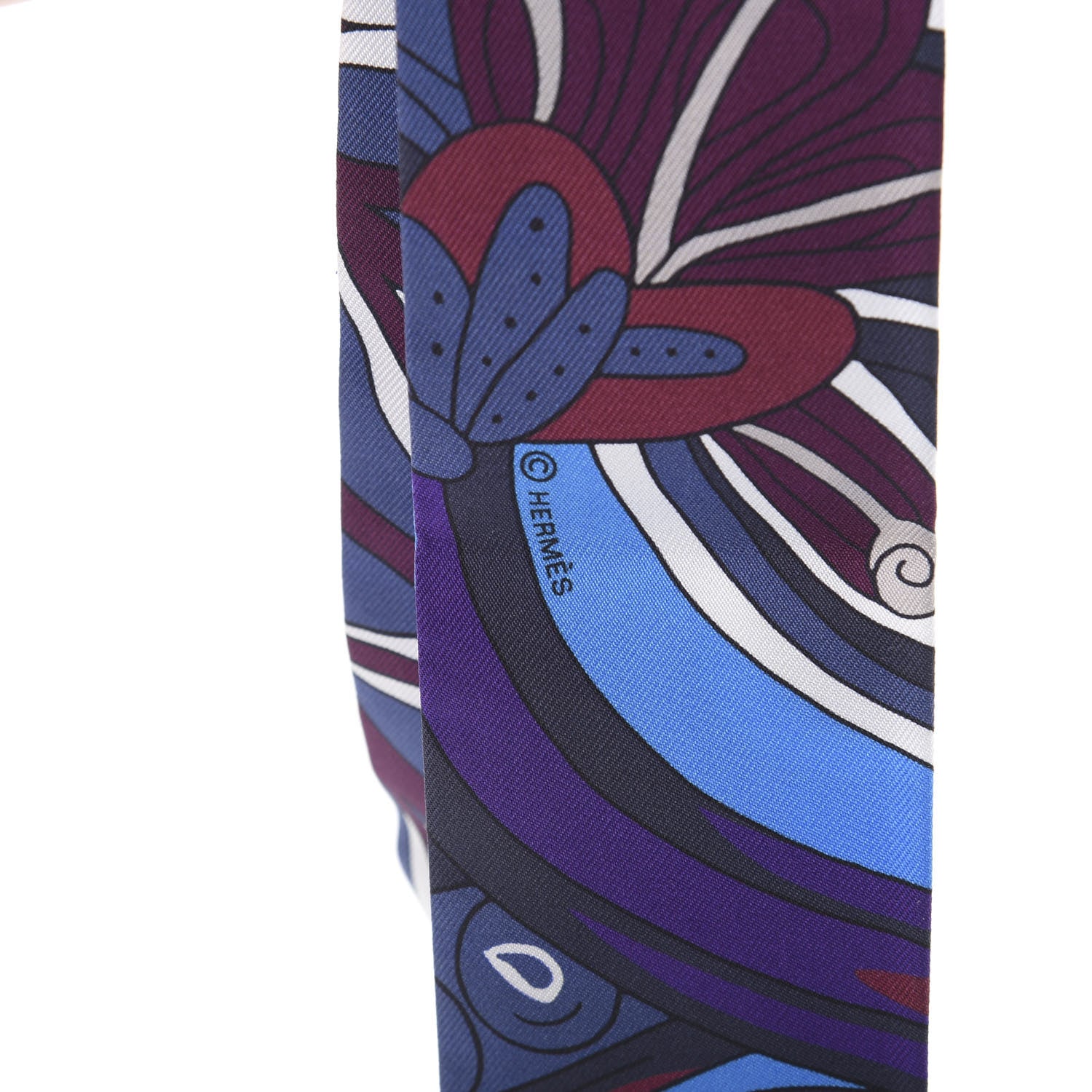 Hermes Silk Le Jardin de la Maharani Twilly Bleu Cobalt Bordeaux 4 of 4