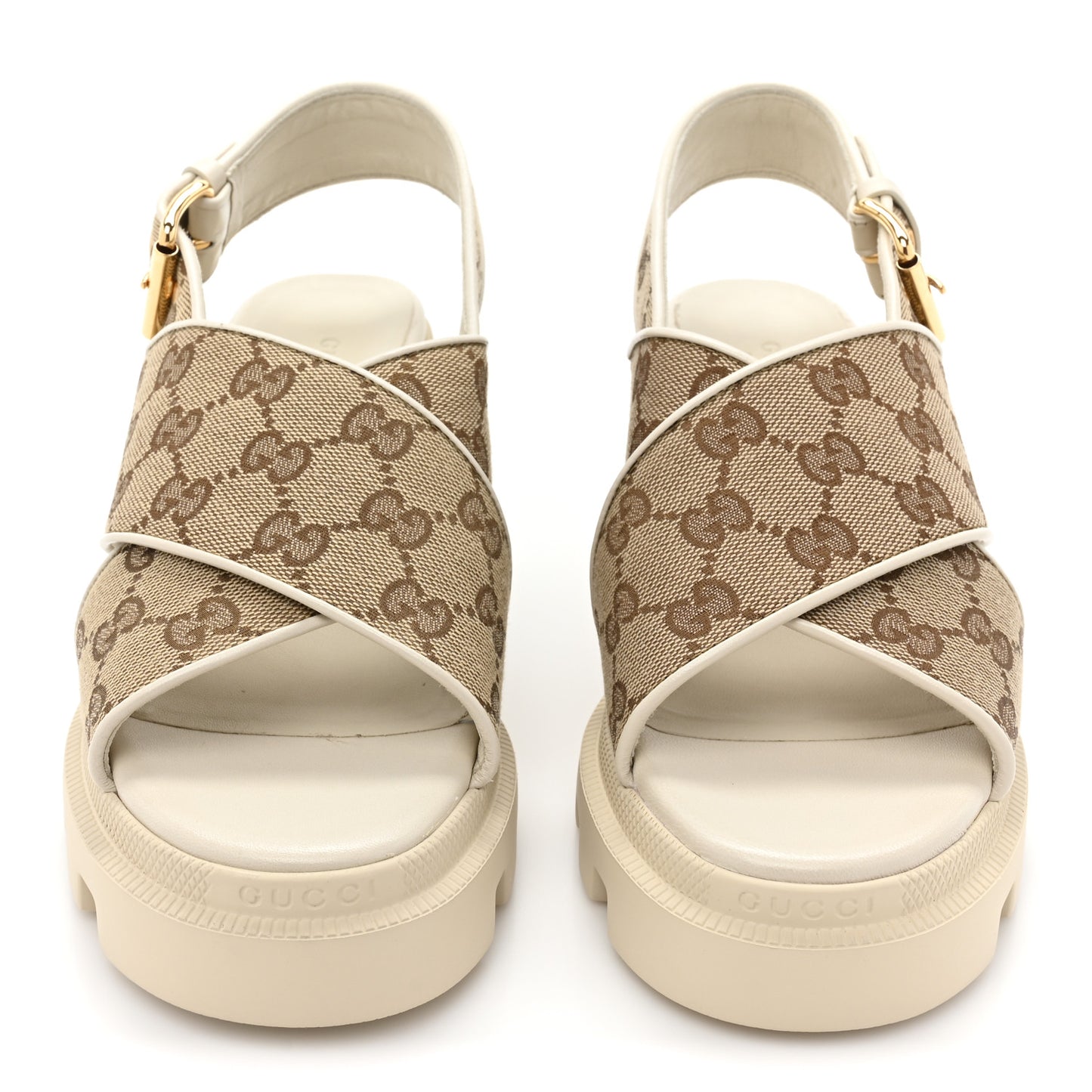 Monogram Granada Kid Trip 40/72mm Lug Sole Sandals 38 Beige Ebony Mystic White