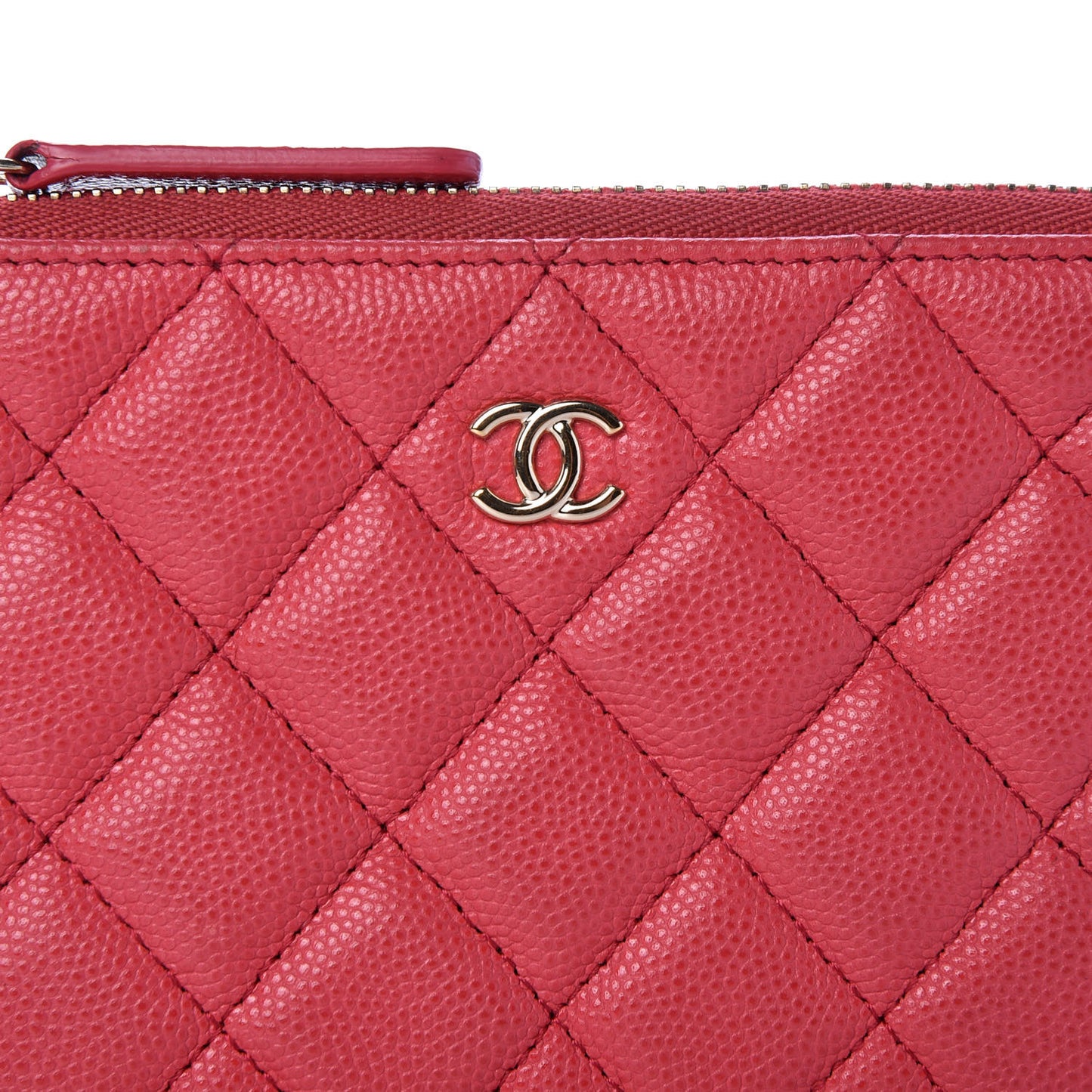 Caviar Quilted Small Cosmetic Case Dark Pink