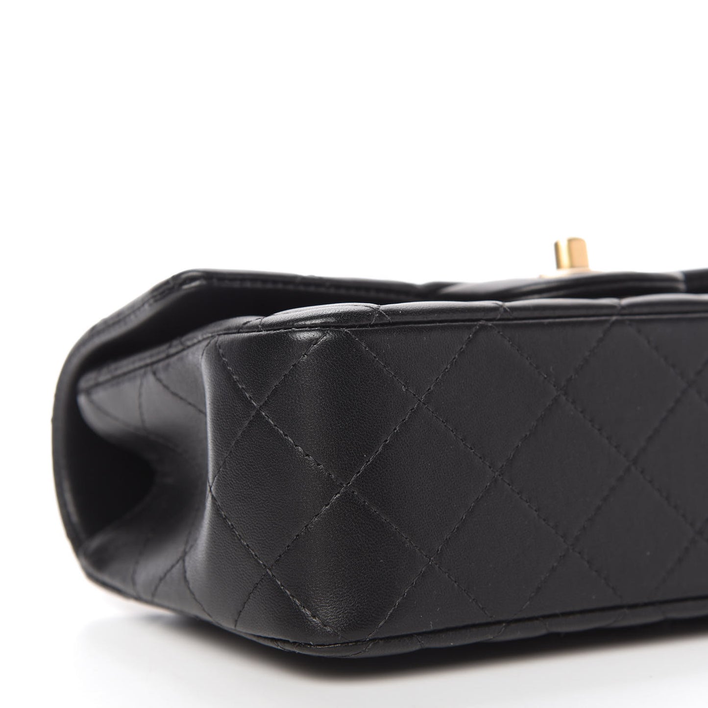 Lambskin Quilted Mini Top Handle Rectangular Flap Black