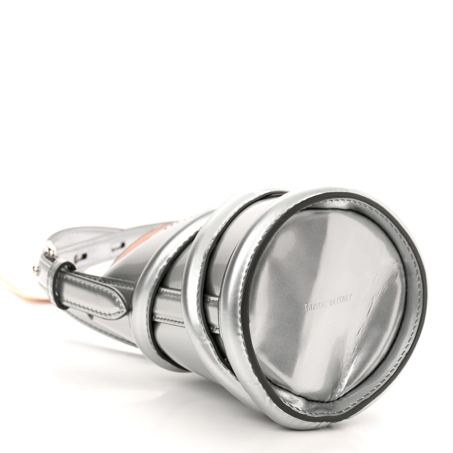 Metallic Calfskin The Curve Mini Shoulder Bag Silver