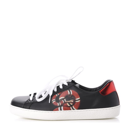 Gucci Calfskin Kingsnake Mens Ace Sneakers 9 Black Multicolor 1 of 10