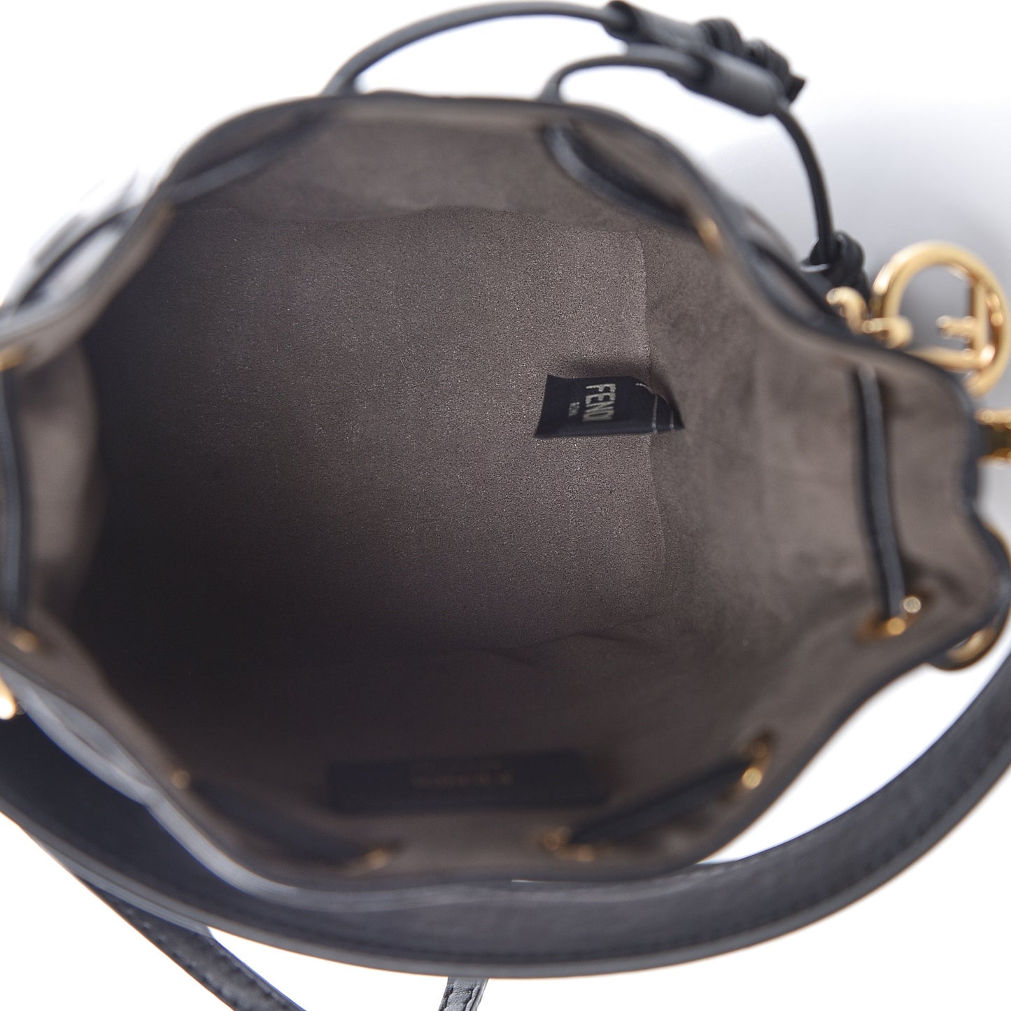 Vitello Liberty F is Fendi Bi-Color FF 1974 Embossed Mini Mon Tresor Bucket Bag Maya Black
