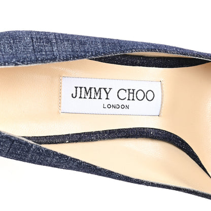 Jimmy Choo Denim Pointy Toe Romy 100 Pumps 37.5 Light Indigo 6 of 9
