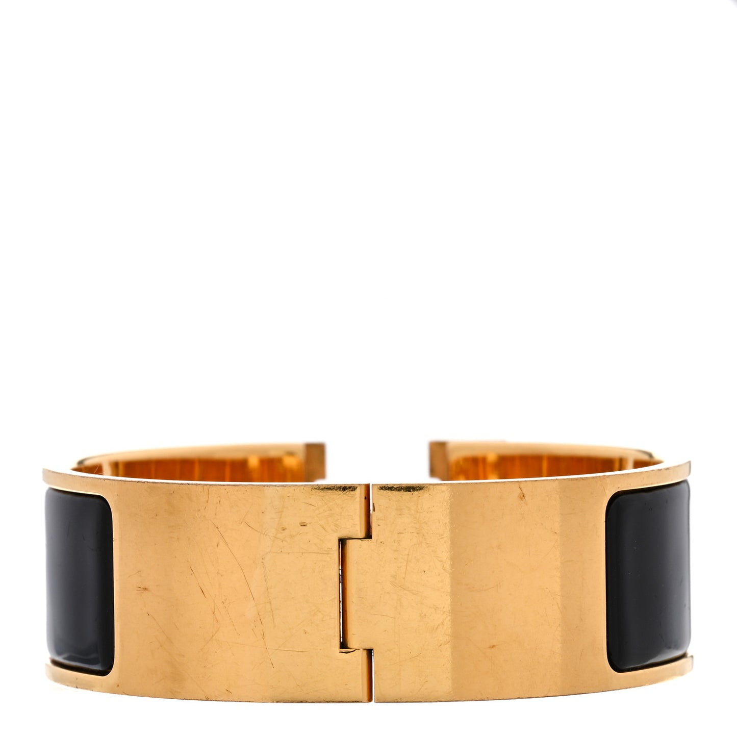 Enamel Wide Clic Clac H Bracelet GM Black