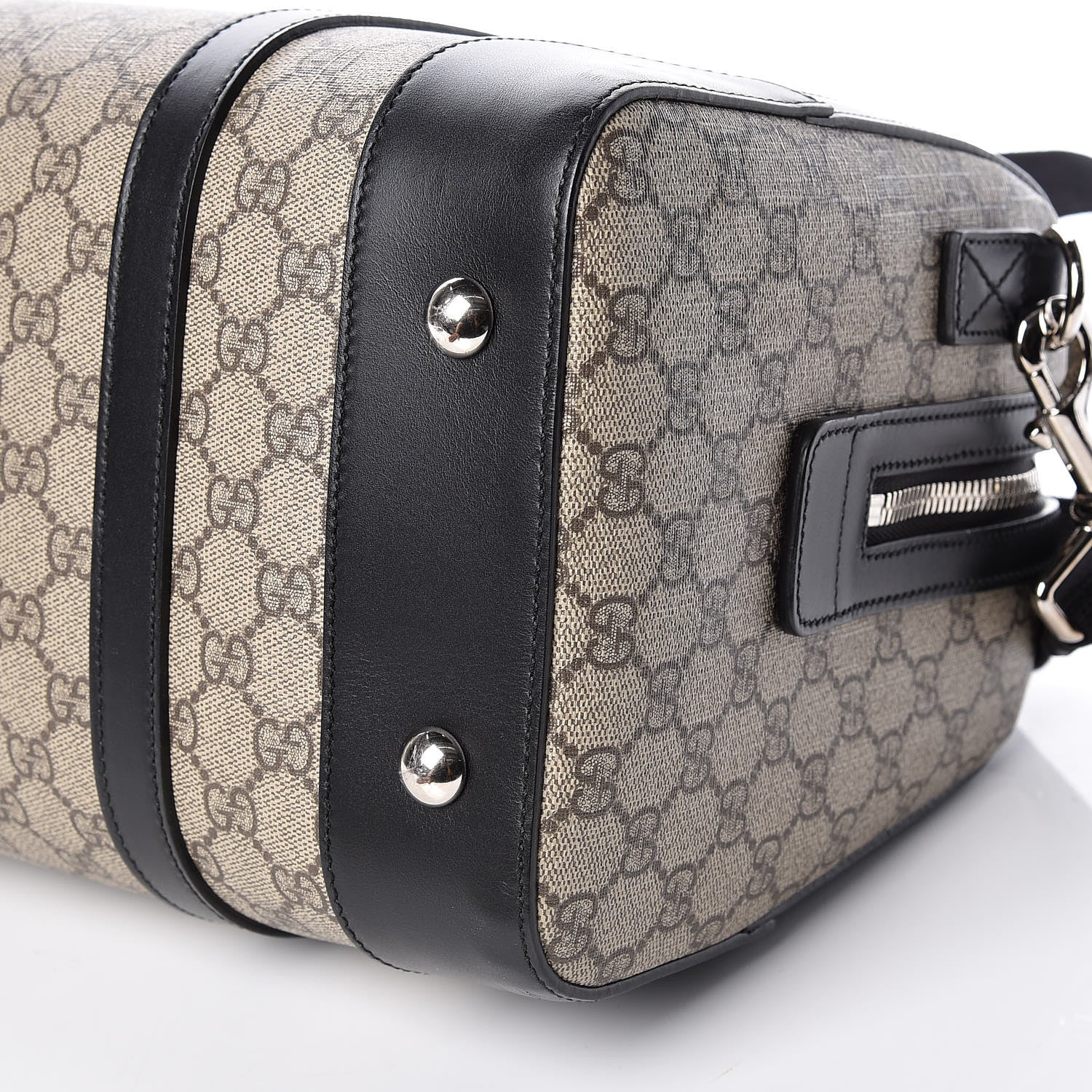 Gucci GG Supreme Monogram Medium Duffle Beige Ebony Black 11 of 14