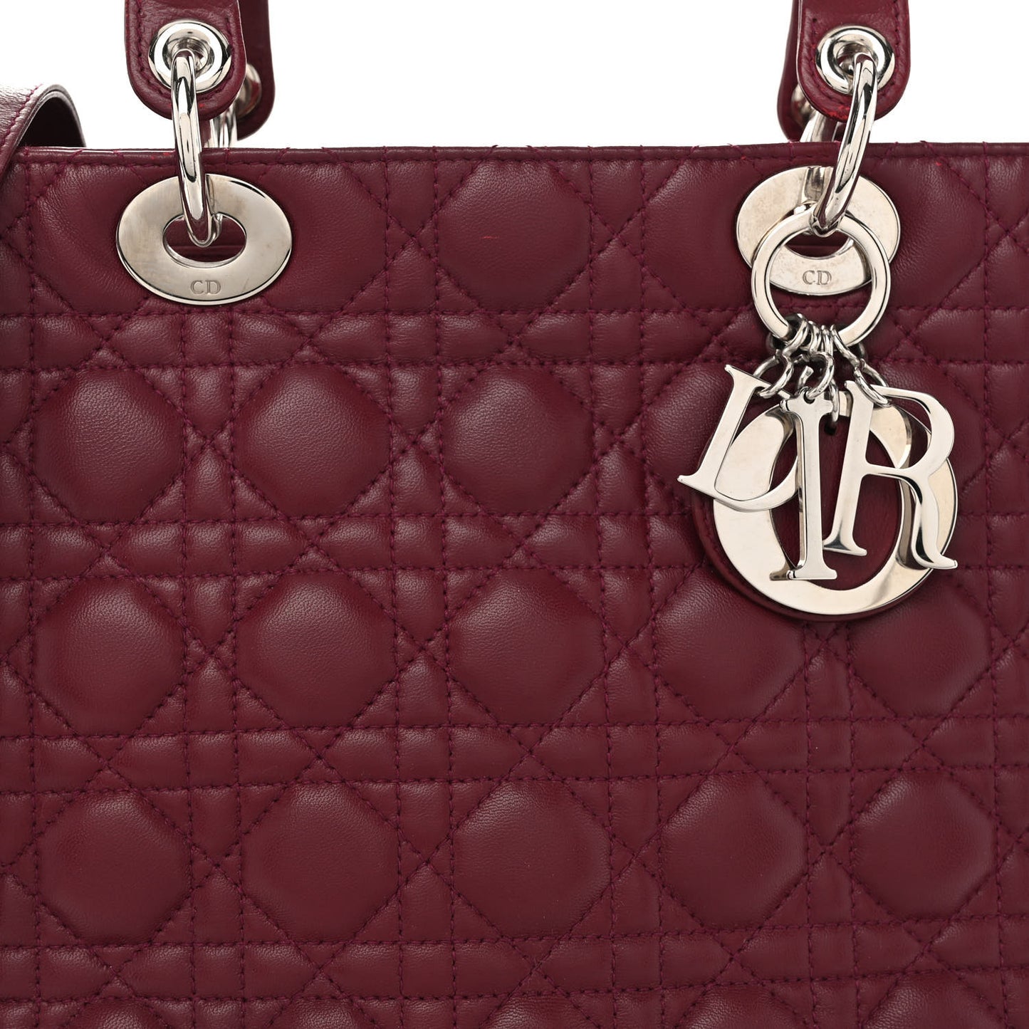 Lambskin Cannage Large Lady Dior Burgundy