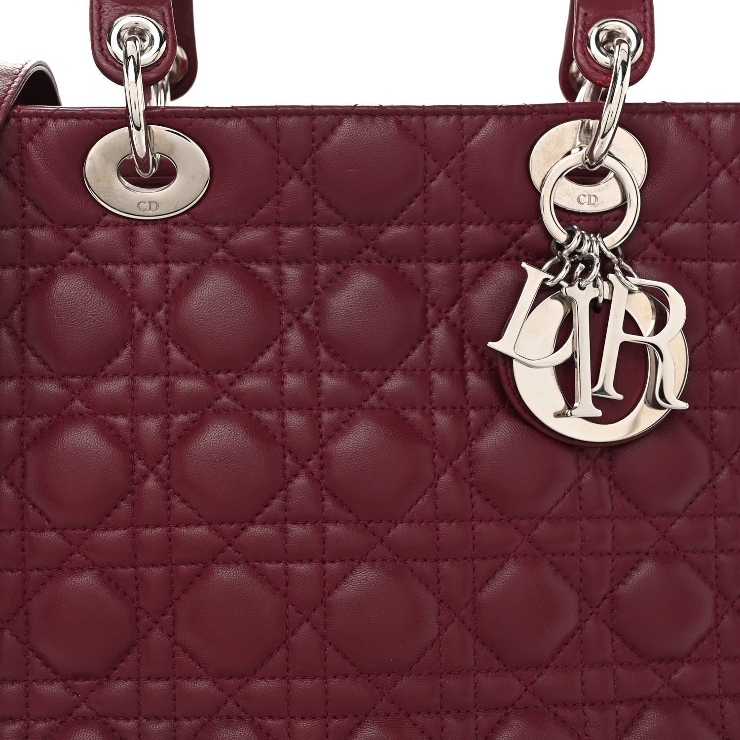 Christian Dior Lambskin Cannage Large Lady Dior Burgundy 7 of 9