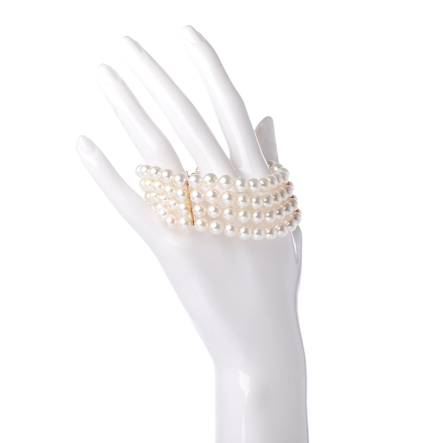 18K Yellow Gold Diamond Akoya Pearl 6.5-7mm Four Strand Bracelet
