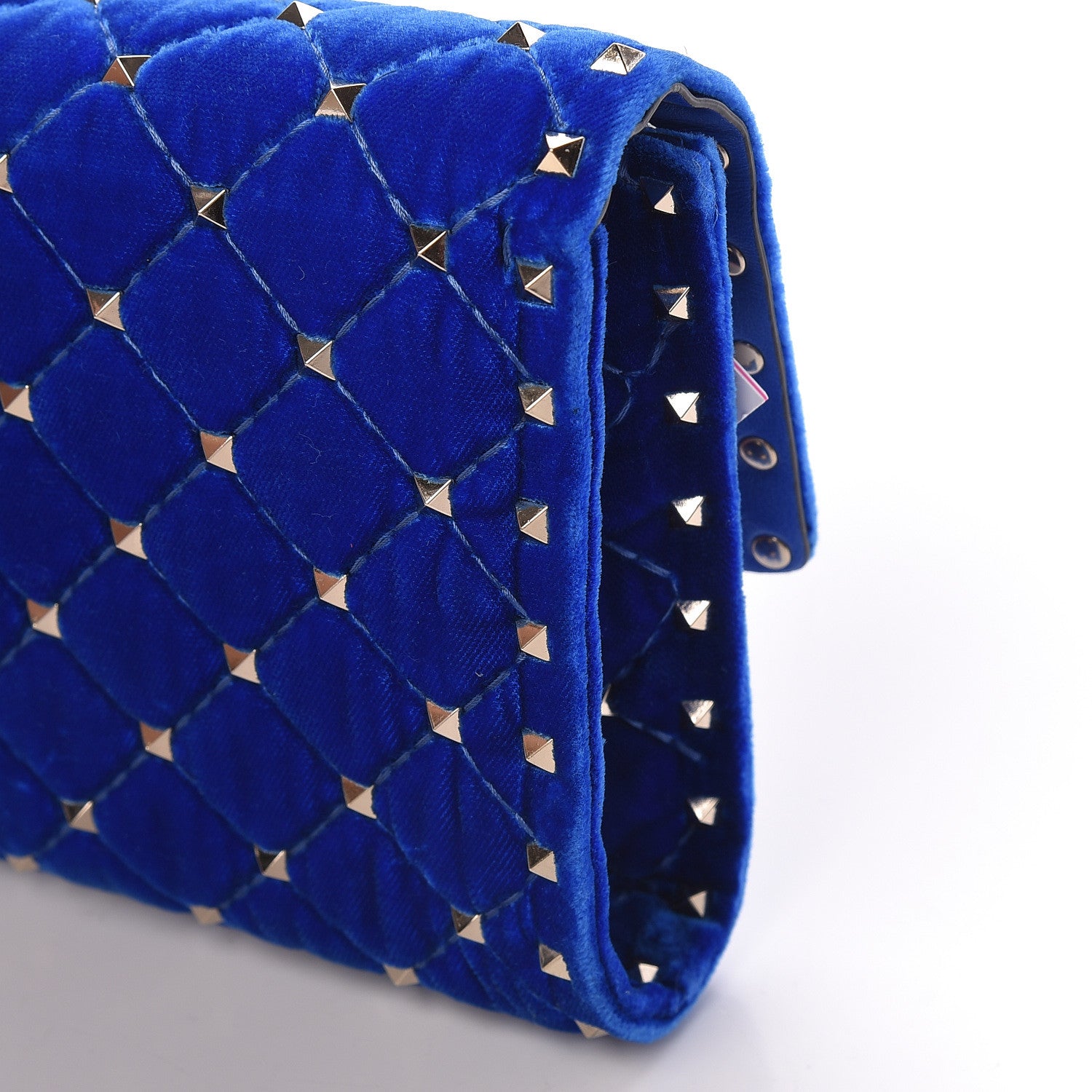 Valentino Garavani Velvet Rockstud Spike Wallet on Chain Acid Blue 14 of 14