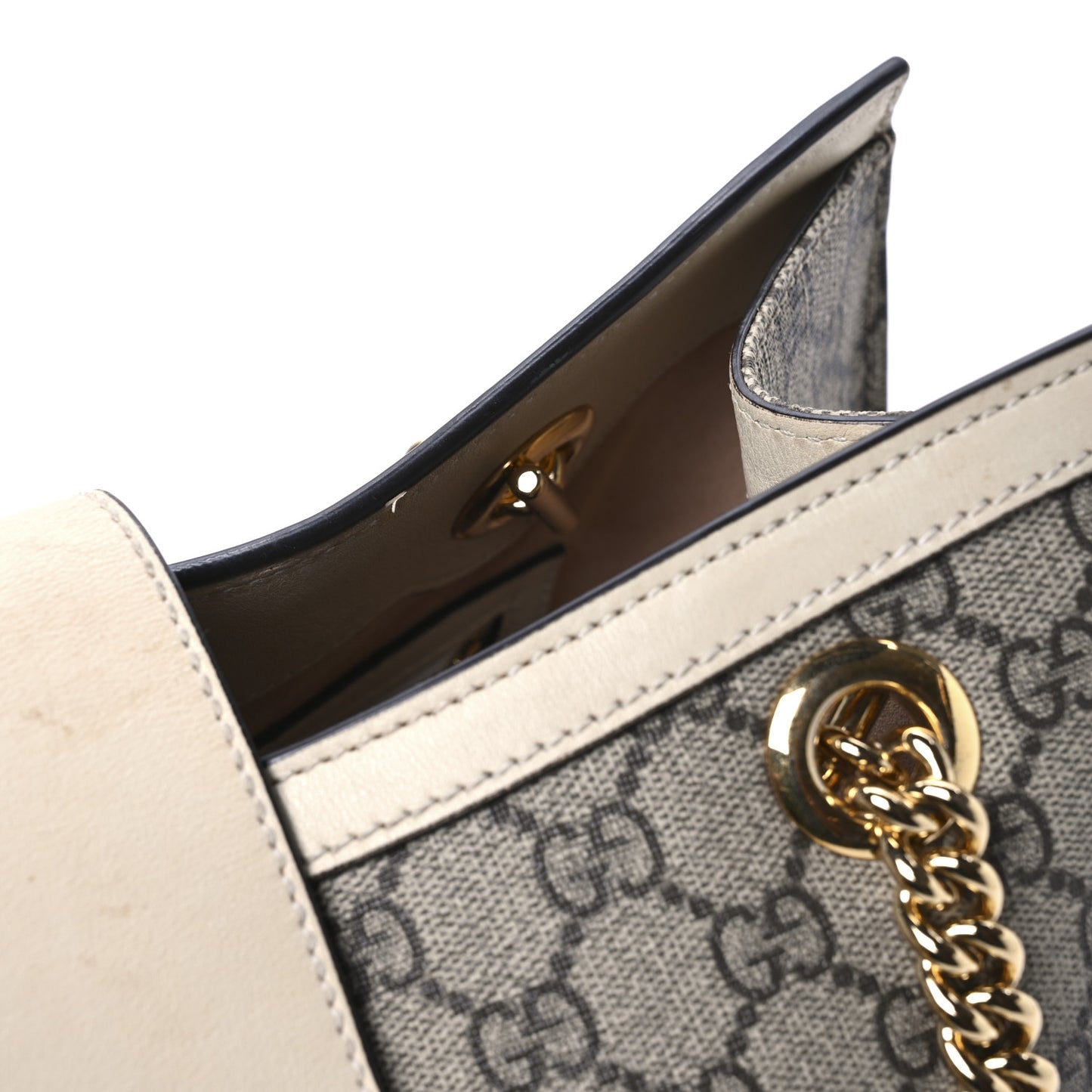 GG Supreme Monogram Medium Padlock Tote White