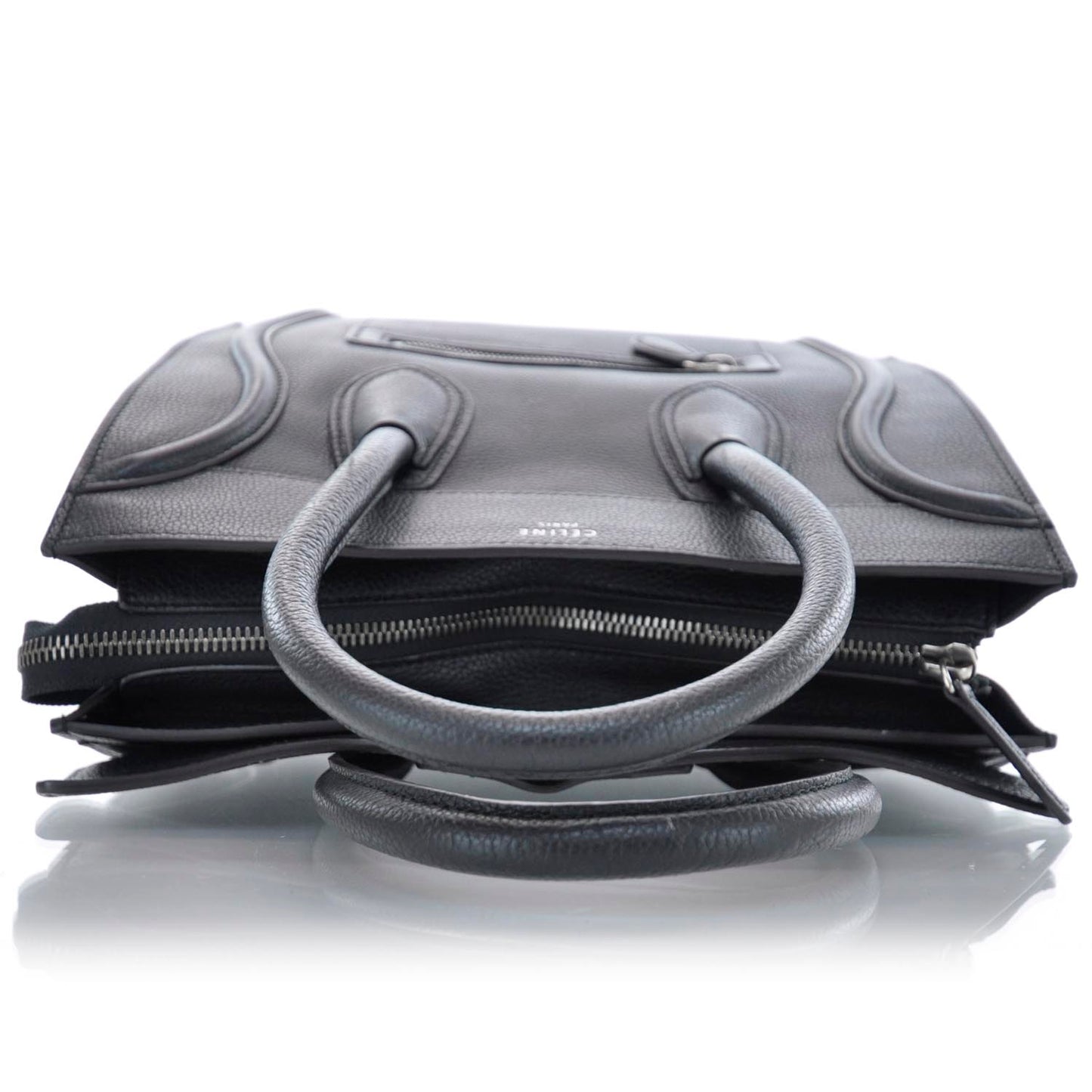Pebbled Leather Mini Luggage Black
