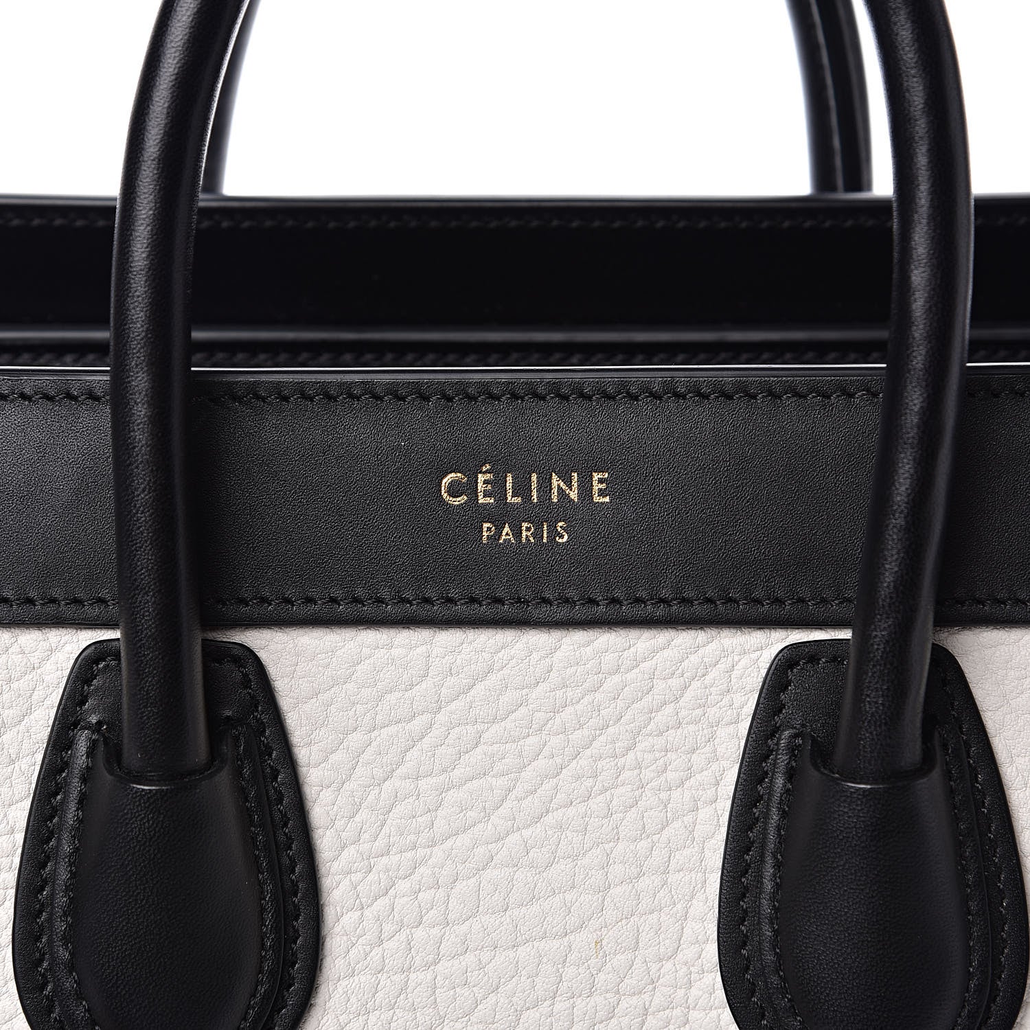 Celine Bullhide Calfskin Nubuck Bi-Color Nano Luggage Black White 7 of 10