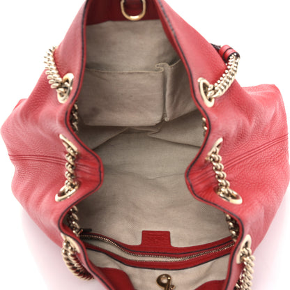 Gucci Pebbled Calfskin Medium Soho Chain Shoulder Bag Tabasco Red 8 of 17