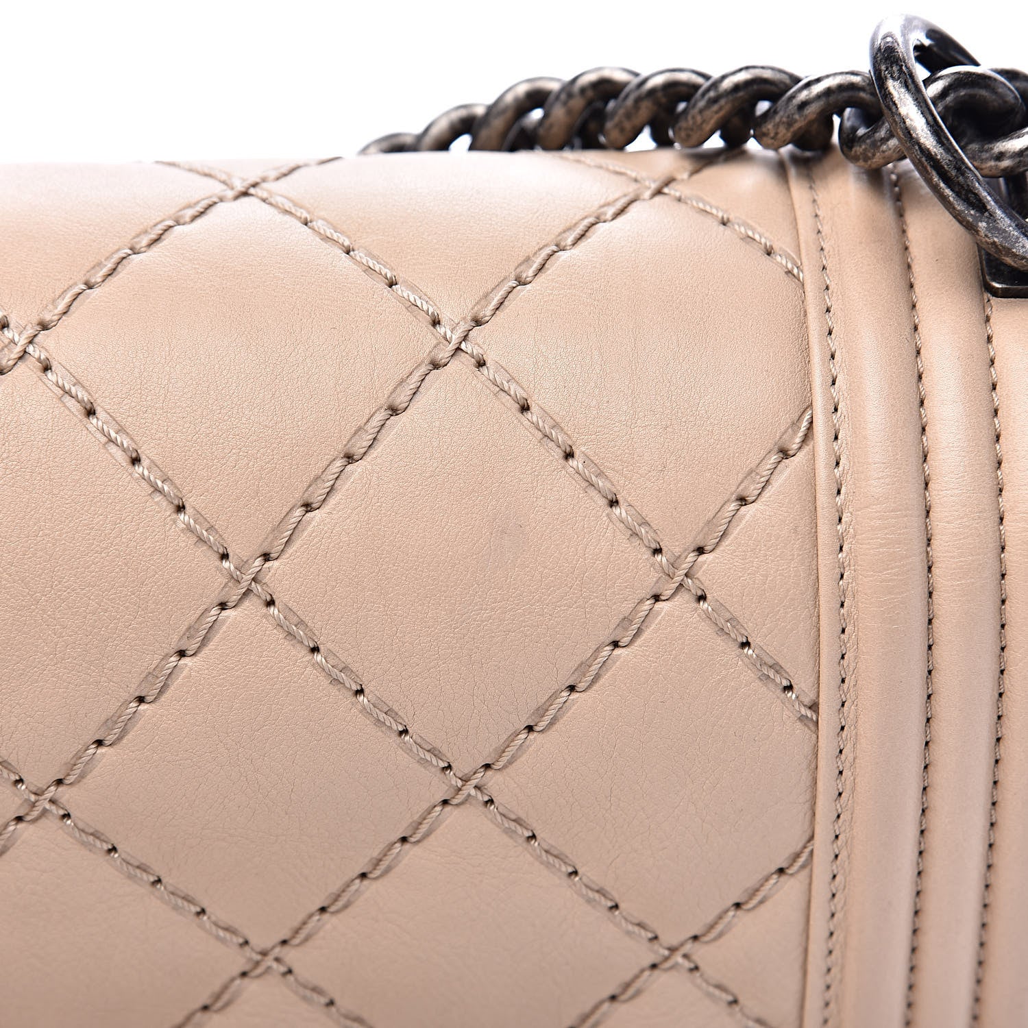 Chanel Calfskin Quilted Double Stitch New Medium Boy Flap Beige 12 of 15