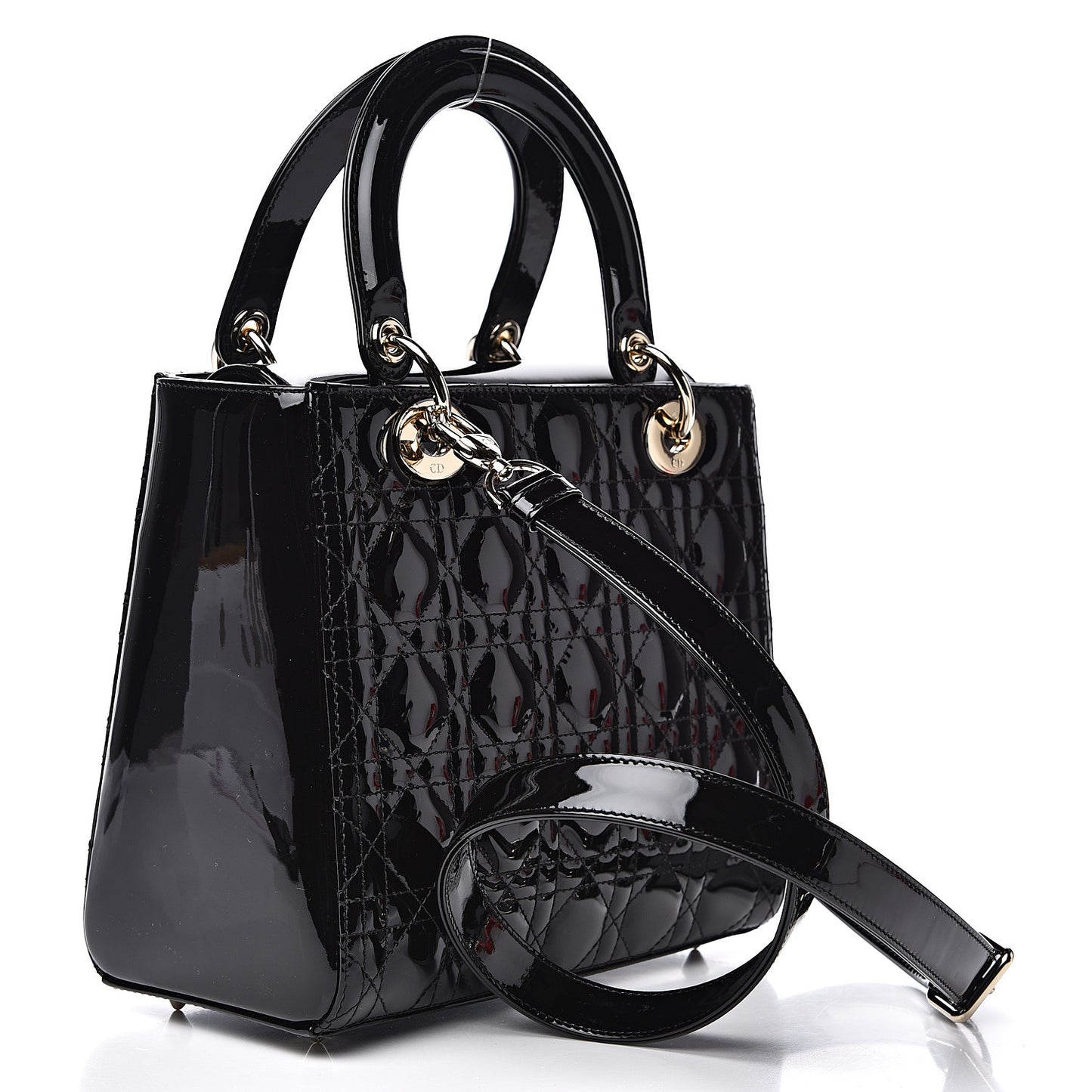Patent Cannage Medium Lady Dior Black