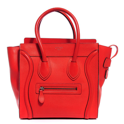 Celine Drummed Calfskin Micro Luggage Vermillion 1 of 8