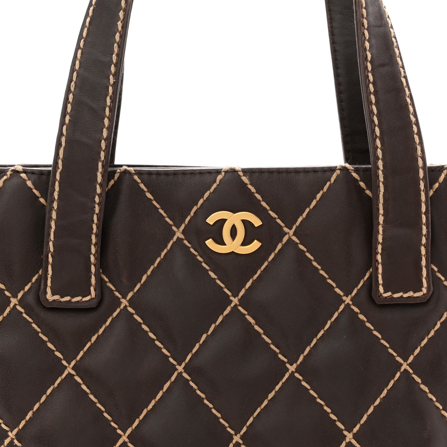 Chanel Calfskin Wild Stitch Tote Brown 8 of 11