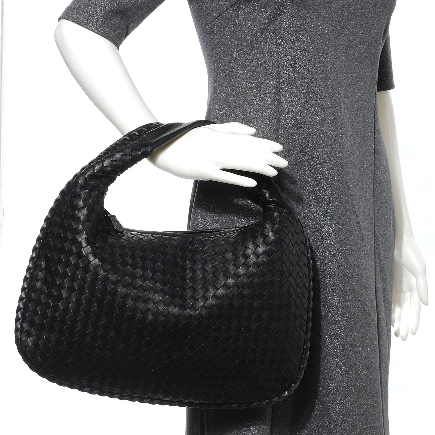 Nappa Intrecciato Medium Veneta Hobo Black