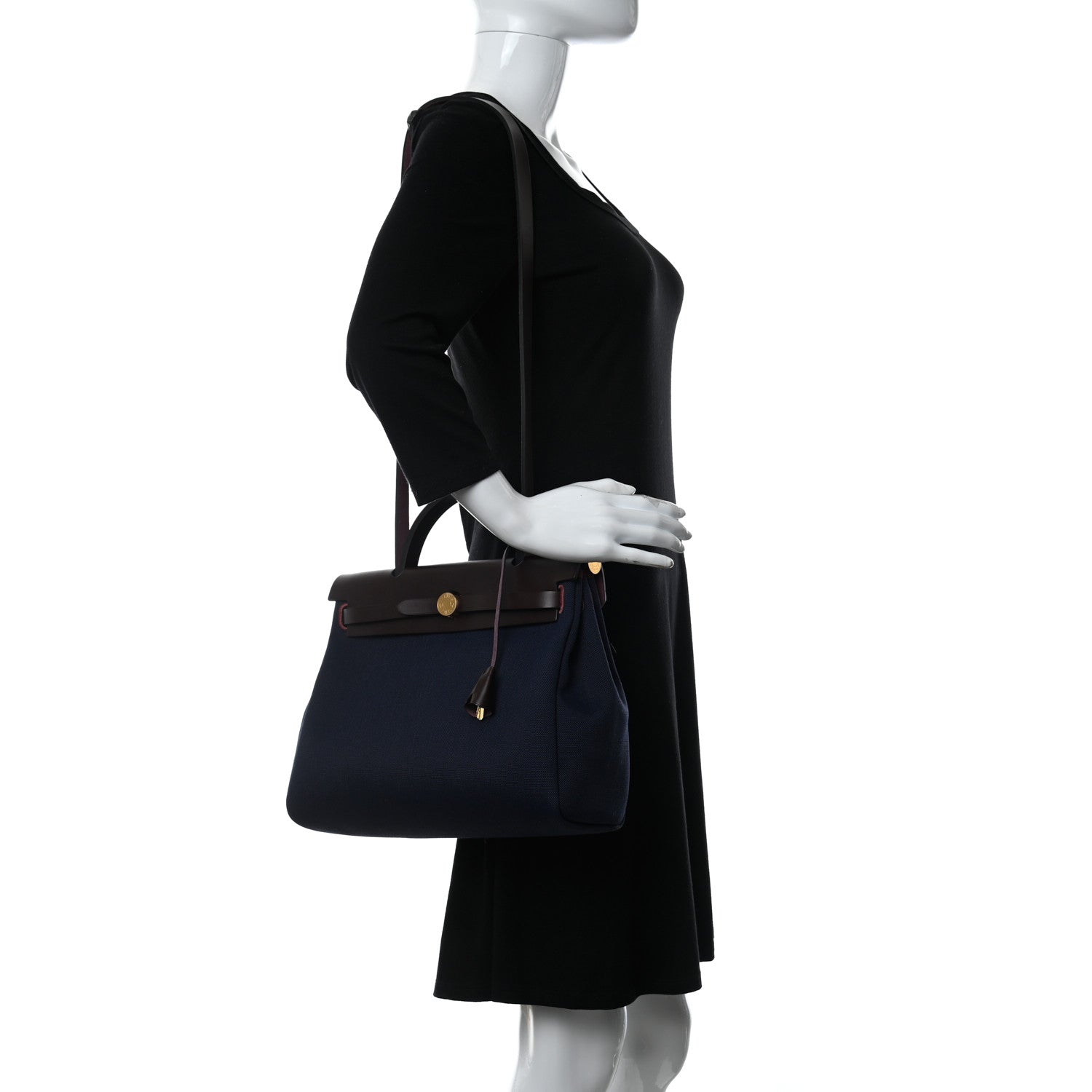 Hermes Toile Militaire Vache Hunter Herbag Zip Retourne 31 PM Rouge Sellier Bleu Marine 2 of 9