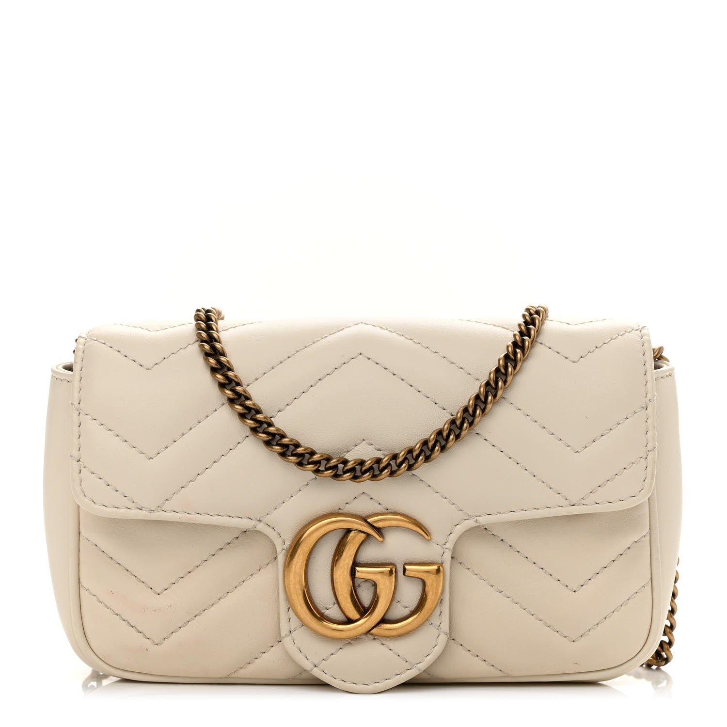 Gucci Calfskin Matelasse Super Mini GG Marmont Shoulder Bag White 1 of 11