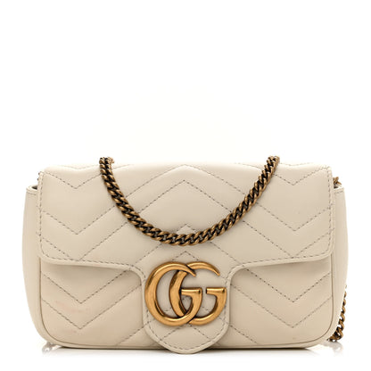 Gucci Calfskin Matelasse Super Mini GG Marmont Shoulder Bag White 1 of 11