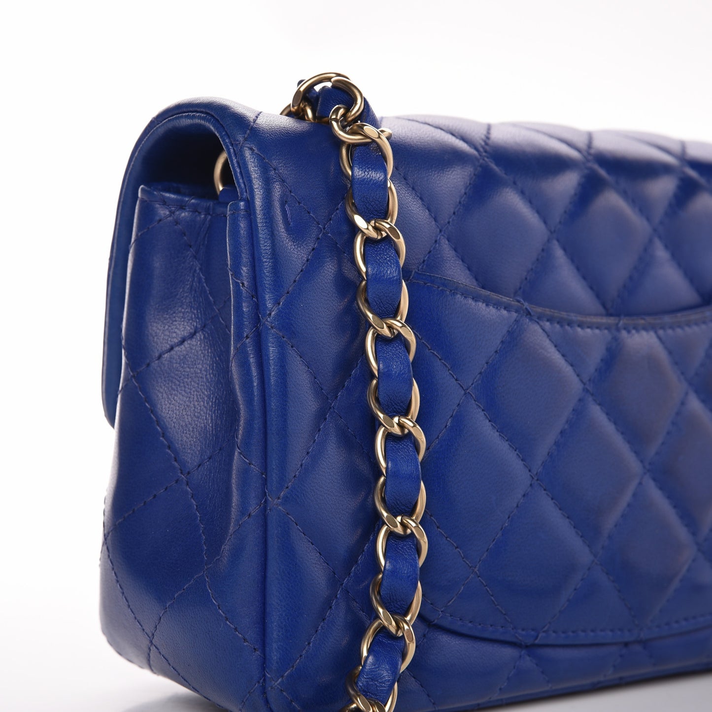 Lambskin Quilted Mini Rectangular Flap Blue