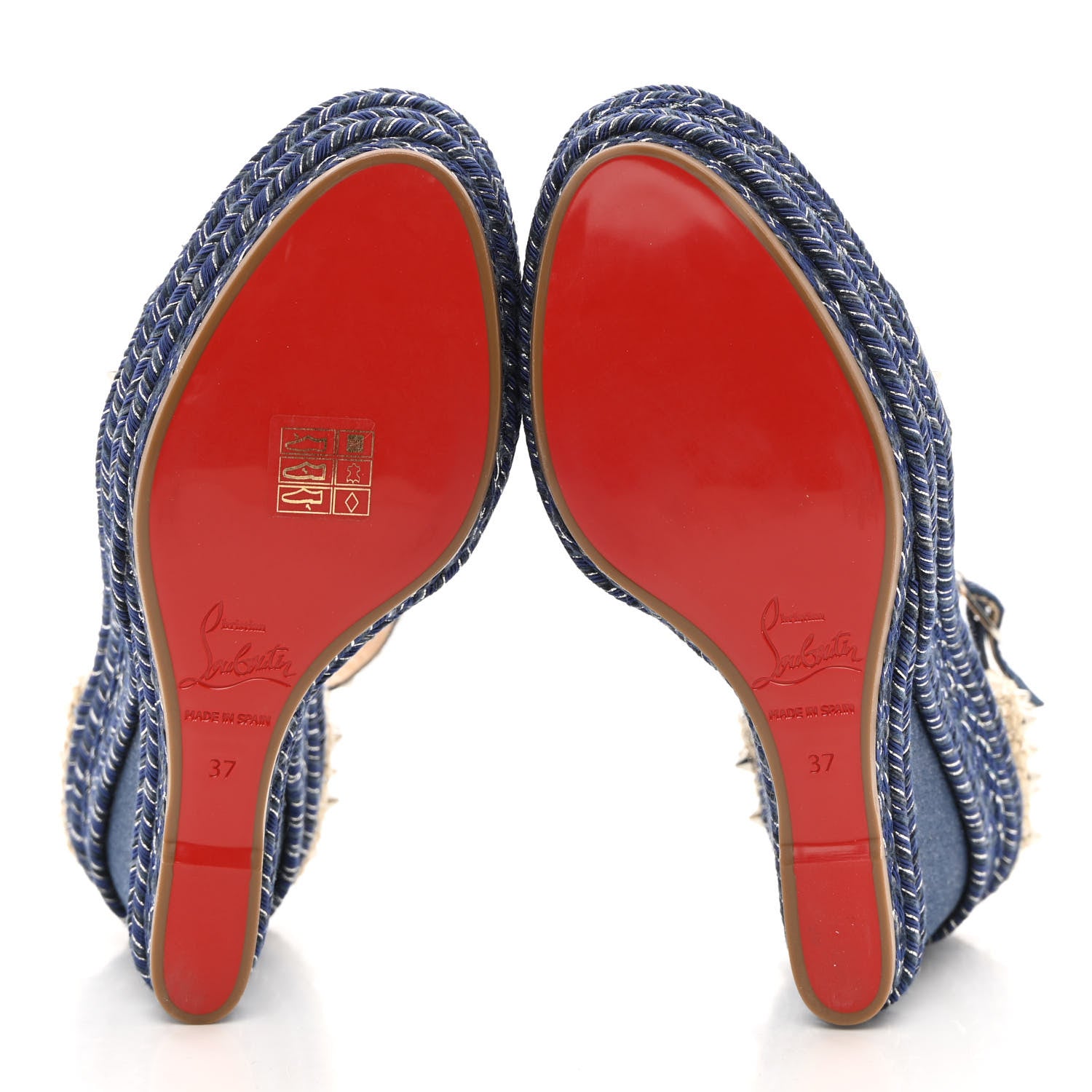Christian Louboutin Denim Madmonica 120 Wedge Sandals 37 Blue 5 of 11