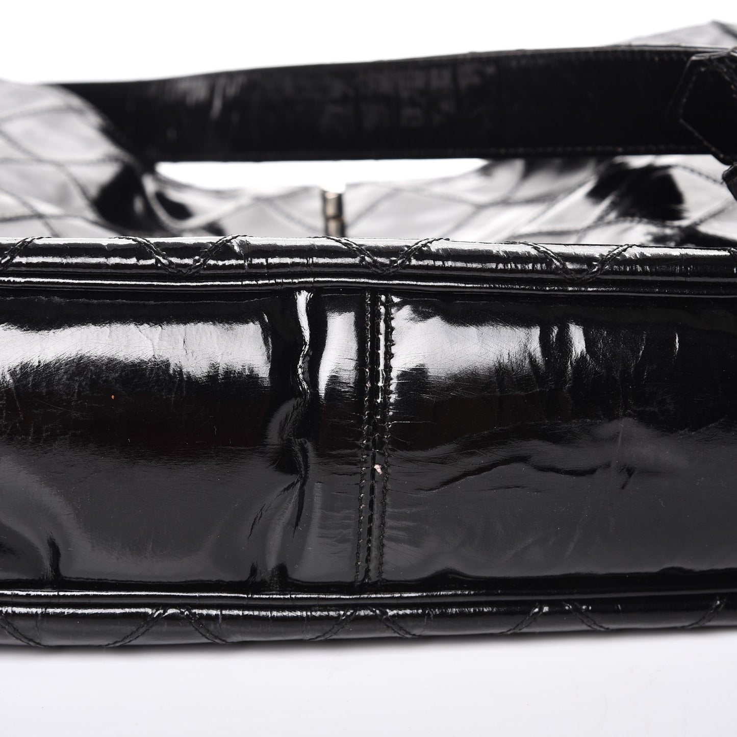Patent Quilted CC Shoulder Bag Black