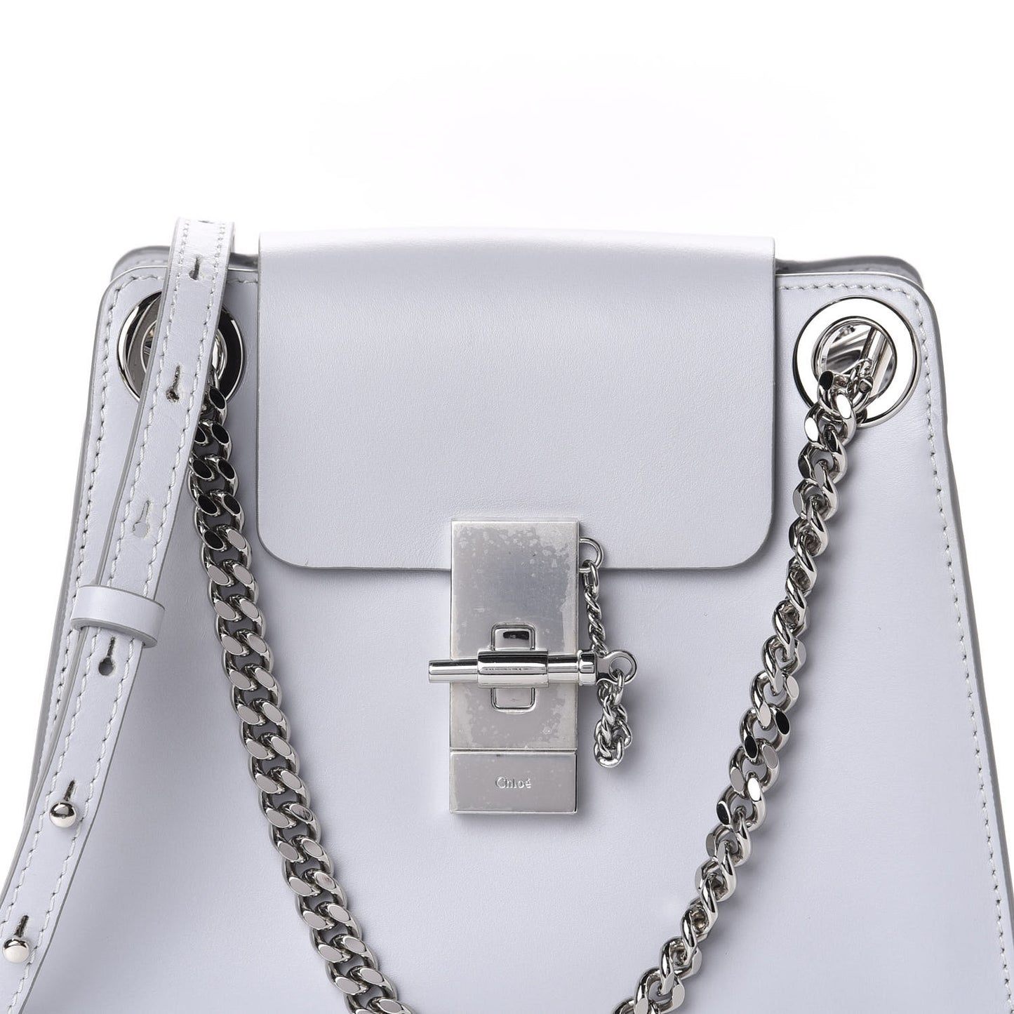 Shiny Calfskin Mini Annie Shoulder Bag Airy Grey