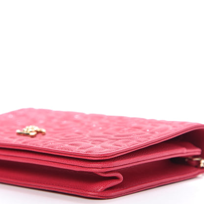 Chanel Caviar Camellia Embossed Wallet On Chain WOC Fuschia 7 of 12