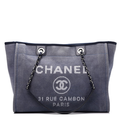 Chanel Canvas Small Deauville Tote Blue 1 of 10