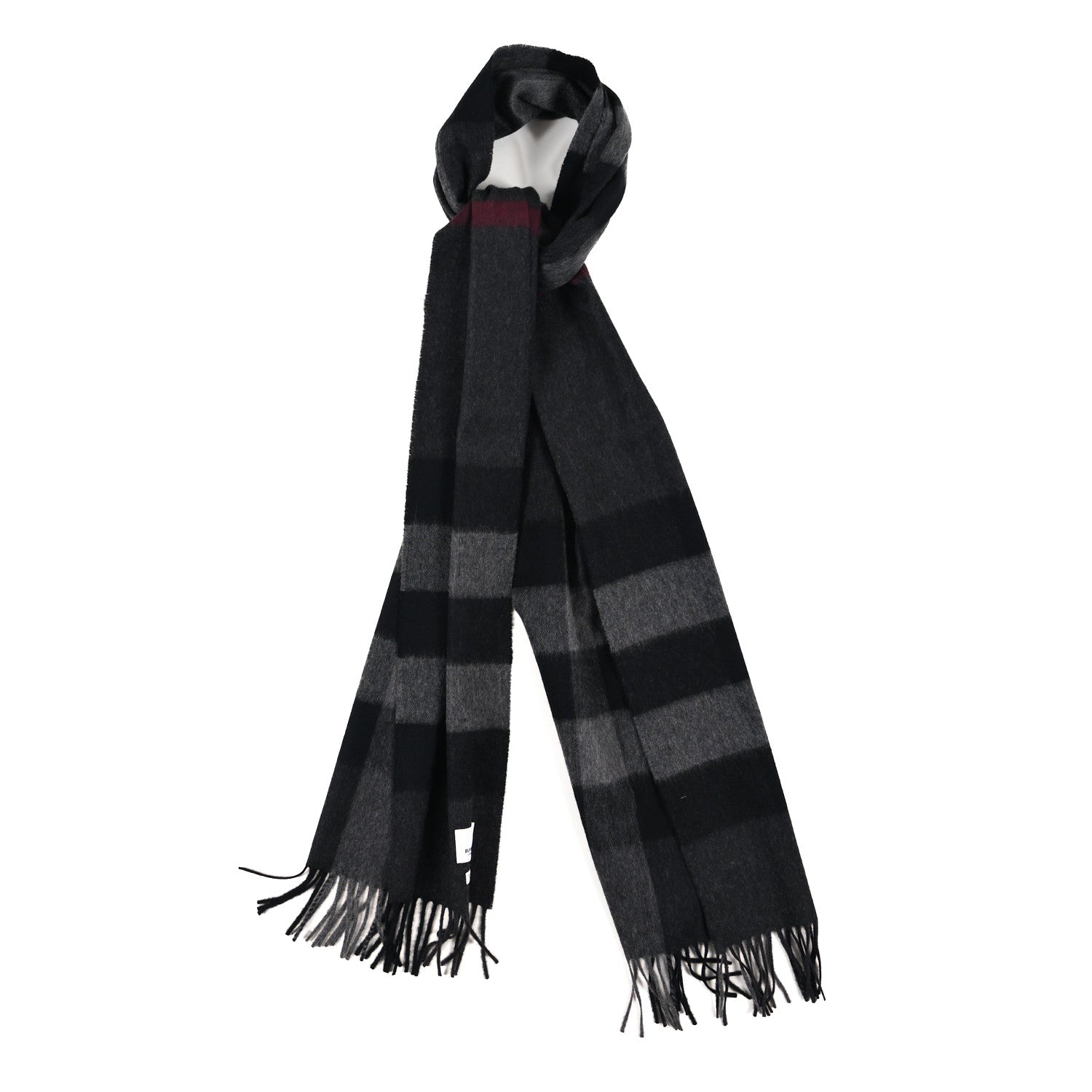 Burberry Cashmere Half Mega Check Scarf Charcoal 1 of 4