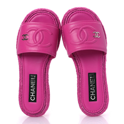 Chanel Lambskin Cord Braided Slide Sandals 37 Pink 2 of 10
