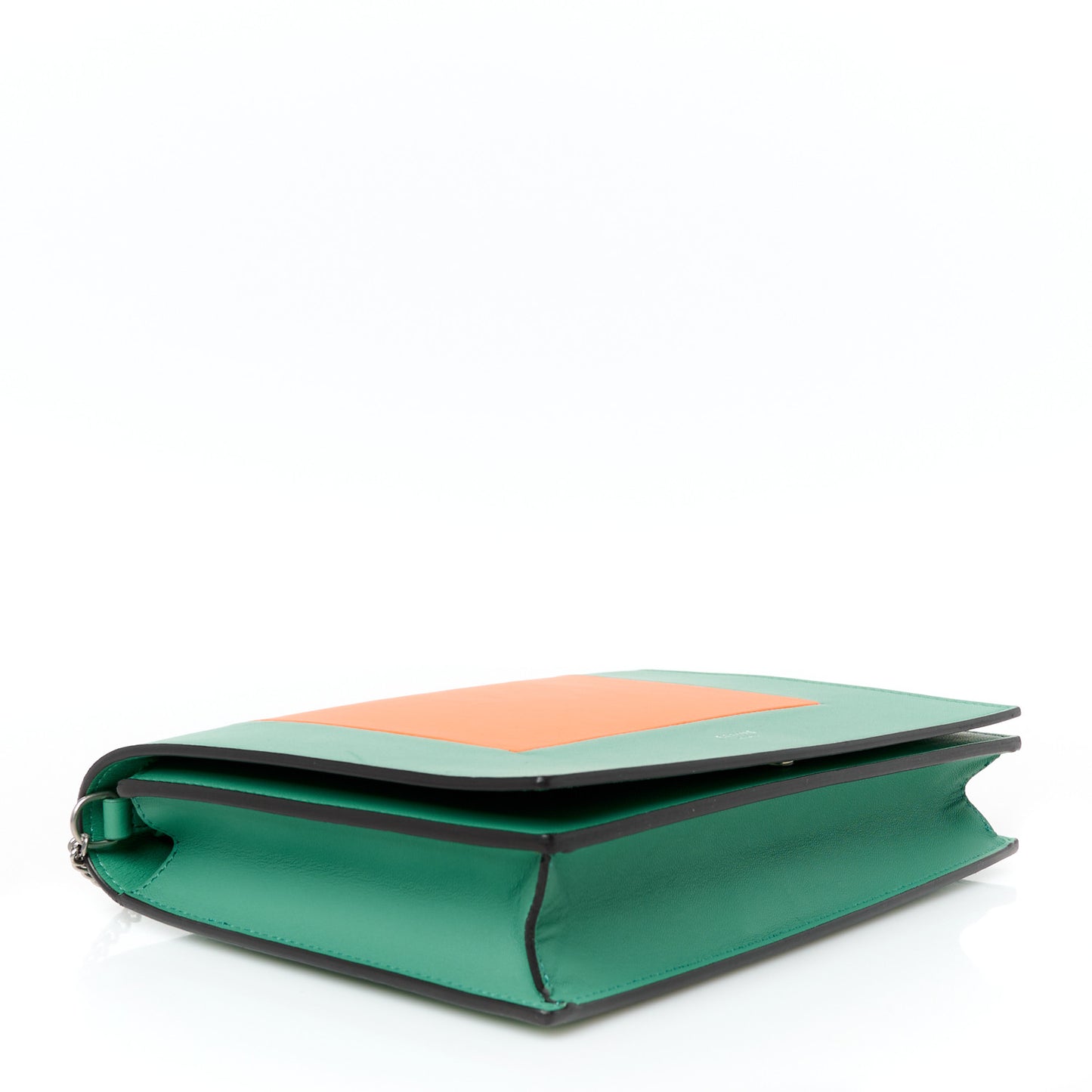Smooth Lambskin Frame Evening Chain Clutch Green Orange