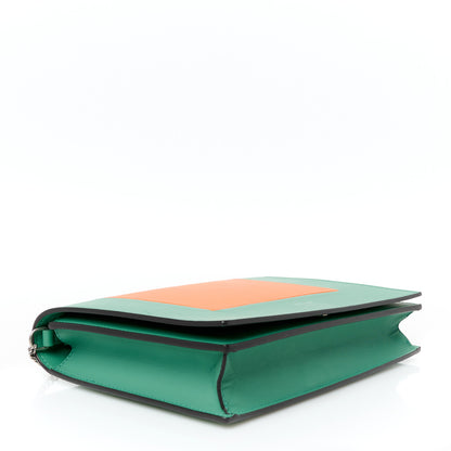 Celine Smooth Lambskin Frame Evening Chain Clutch Green Orange 4 of 9