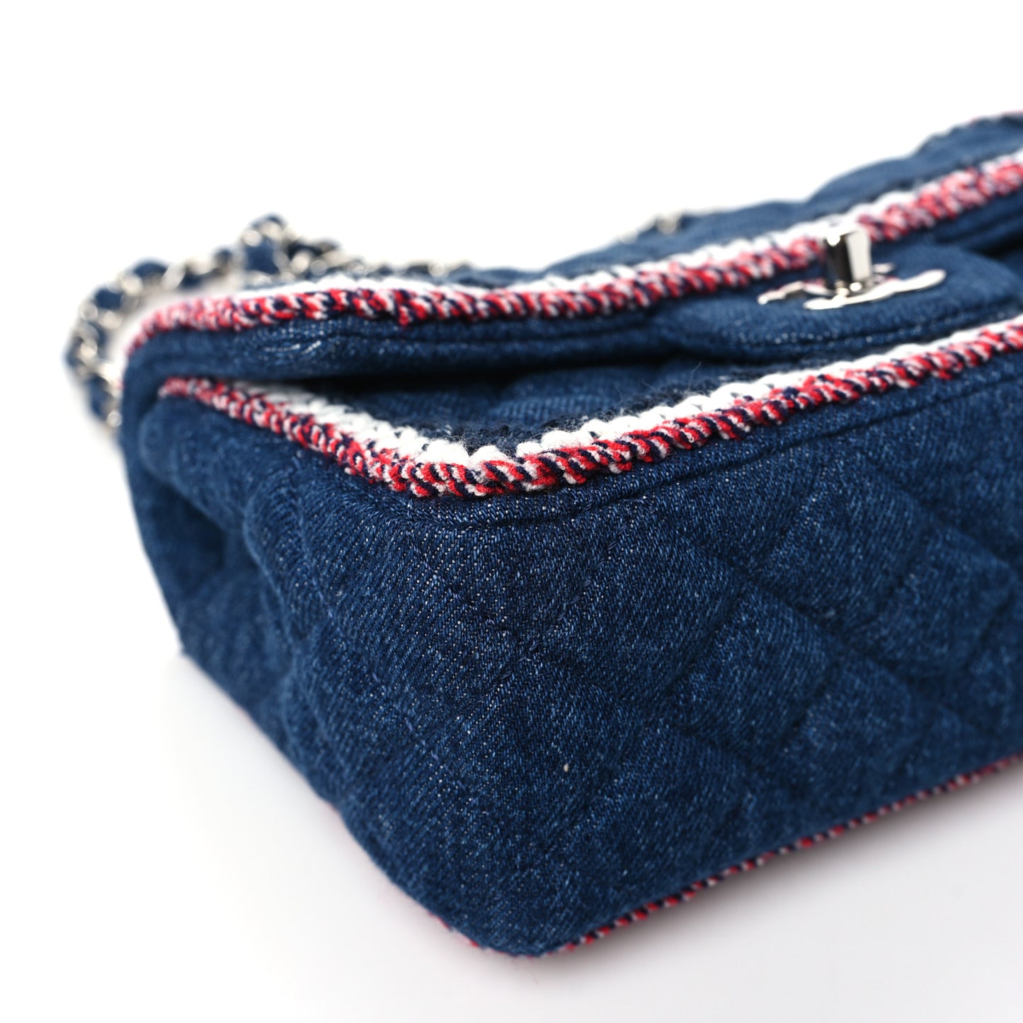 Denim Braided Mini Rectangular Flap Bag Blue