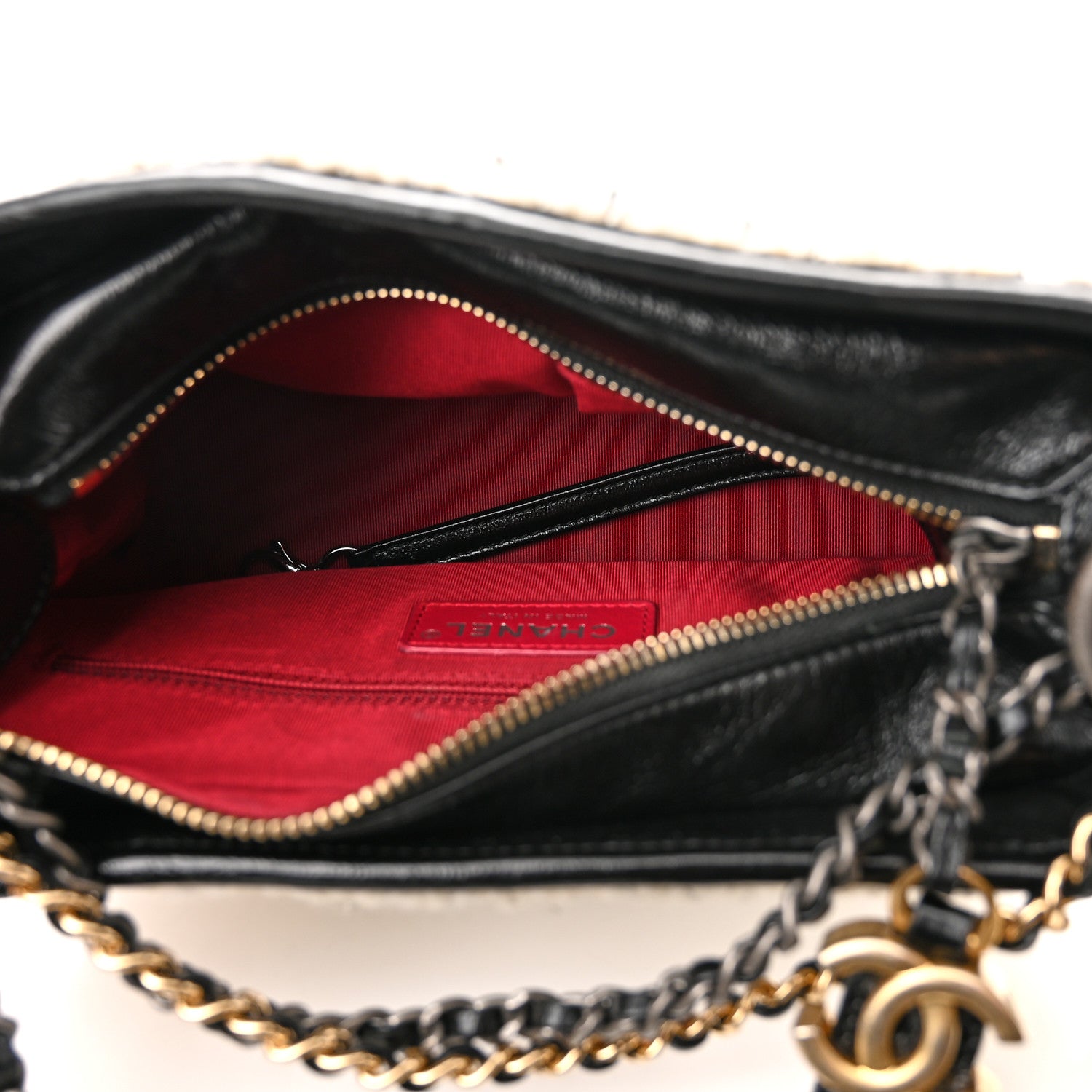 Chanel Tweed Calfskin Quilted Small Gabrielle Hobo Ivory Black 5 of 11