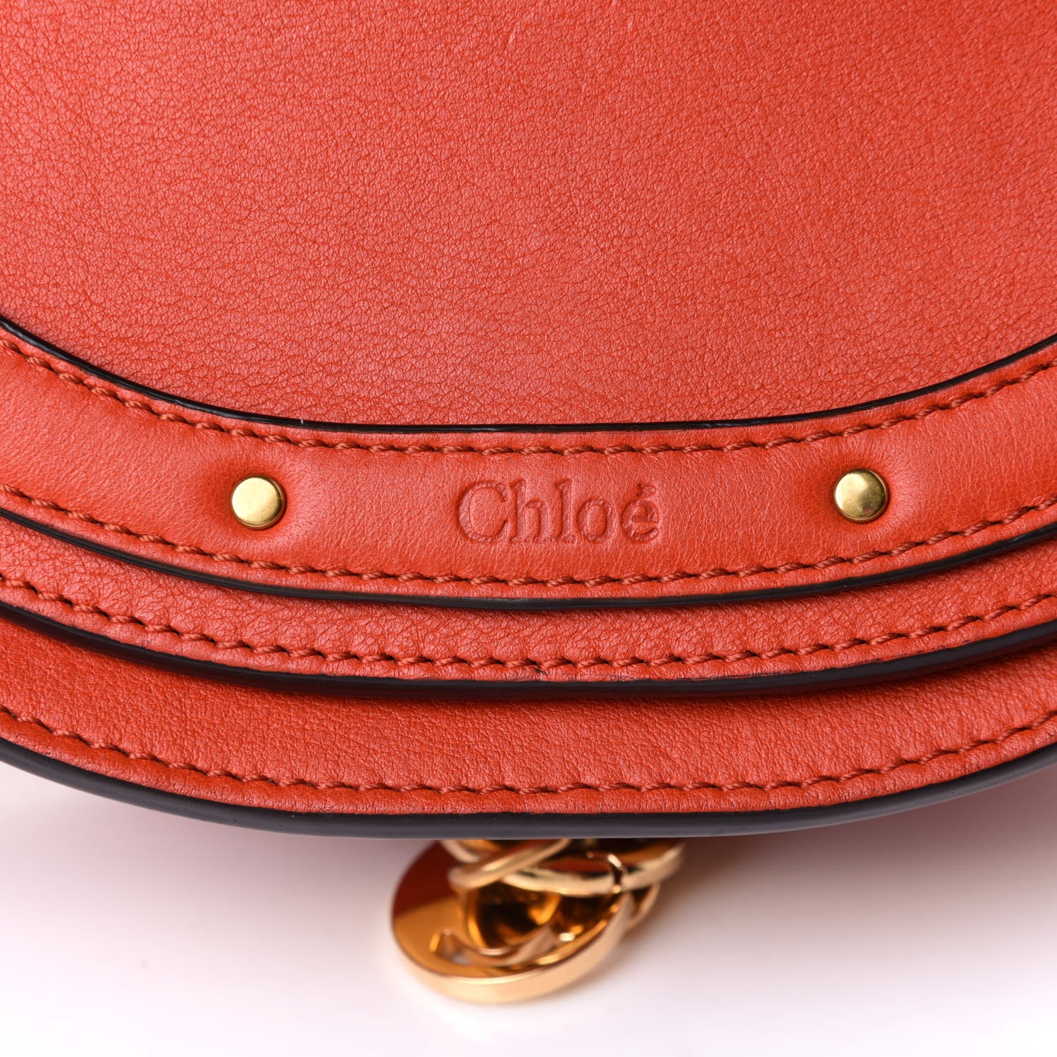 Chloe Calfskin Small Nile Bracelet Minaudiere Bag Sepia Red 10 of 12
