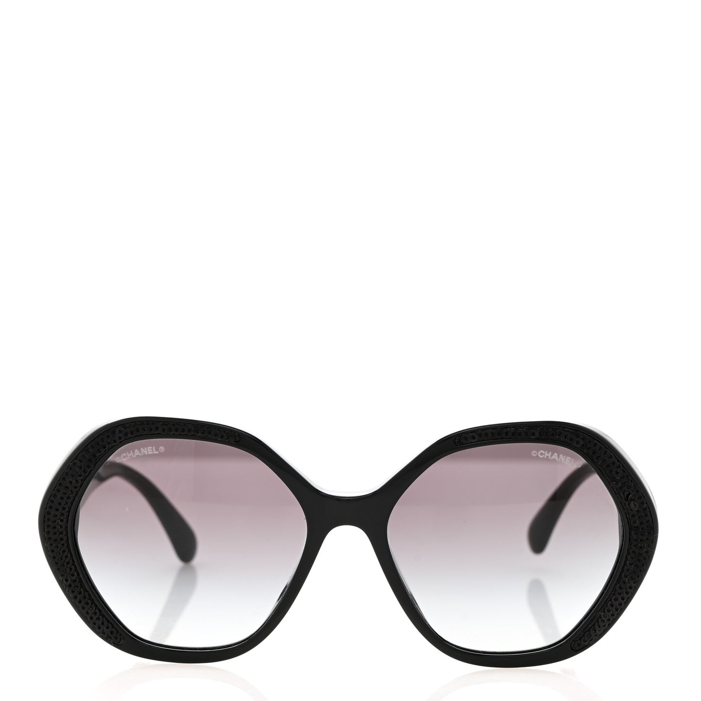 Acetate Sequin Round Sunglasses 5451-A Black